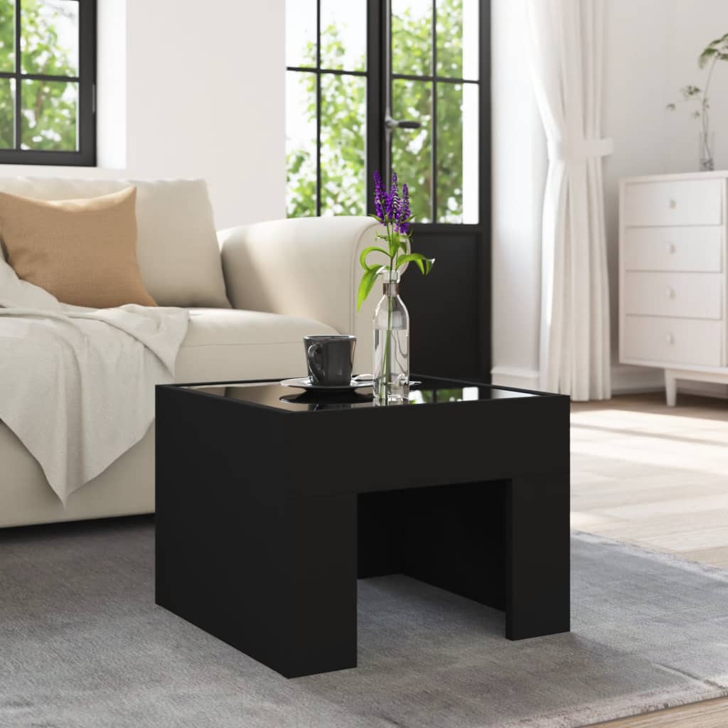 Tavolino da Salotto con LED Infinity Nero 40x40x30 cm