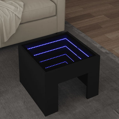 Tavolino da Salotto con LED Infinity Nero 40x40x30 cm