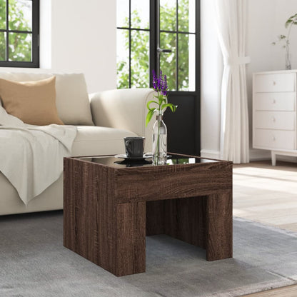 Tavolino da Salotto con LED Infinity Rovere Marrone 40x40x30 cm