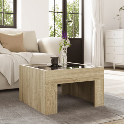 Tavolino da Salotto con LED Infinity Rovere Sonoma 50x50x30 cm