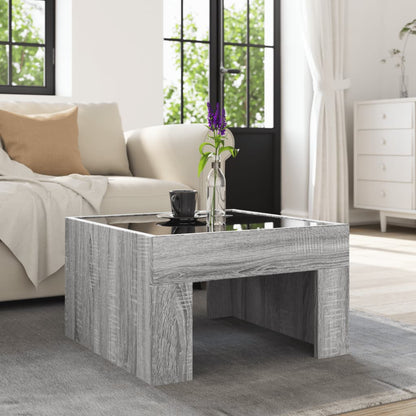 Tavolino da Salotto con LED Infinity Grigio Sonoma 50x50x30 cm