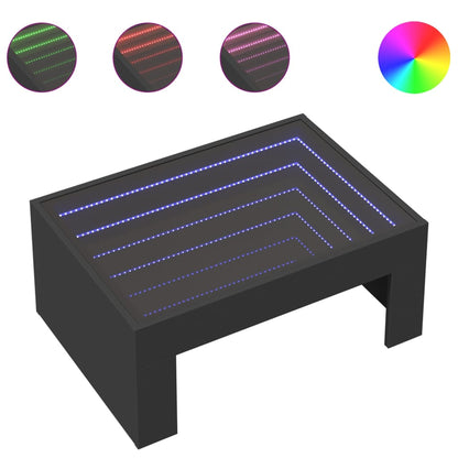 Tavolino da Salotto con LED Infinity Nero 70x50x30 cm