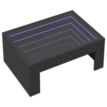 Tavolino da Salotto con LED Infinity Nero 70x50x30 cm