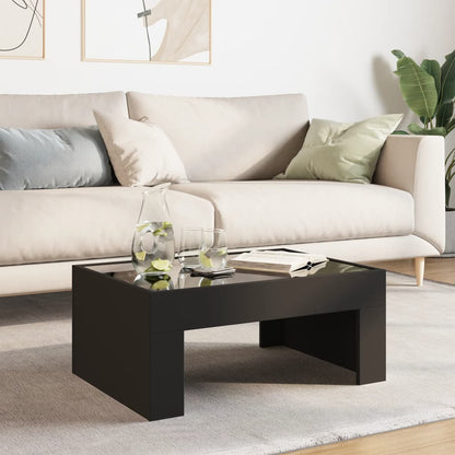 Tavolino da Salotto con LED Infinity Nero 70x50x30 cm