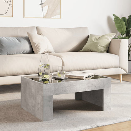 Tavolino da Salotto con LED Infinity Grigio Cemento 70x50x30 cm