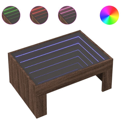 Tavolino da Salotto con LED Infinity Rovere Marrone 70x50x30 cm
