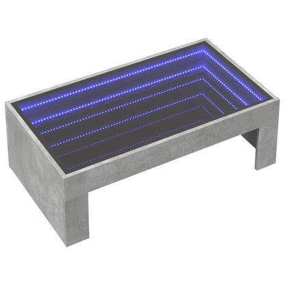 Tavolino da Salotto con LED Infinity Grigio Cemento 90x50x30 cm