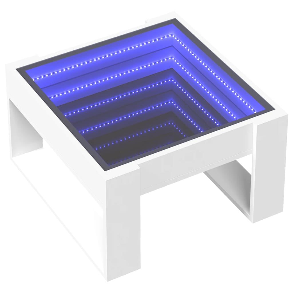 Tavolino da Salotto con LED Infinity Bianco 50x53x30 cm