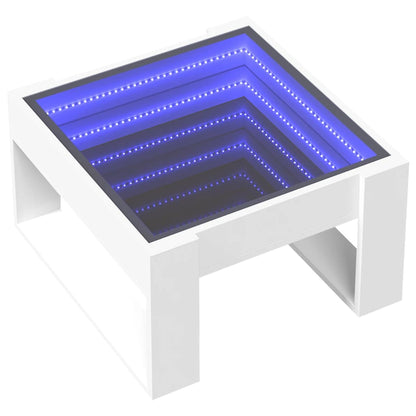 Tavolino da Salotto con LED Infinity Bianco 50x53x30 cm