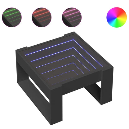 Tavolino da Salotto con LED Infinity Nero 50x53x30 cm
