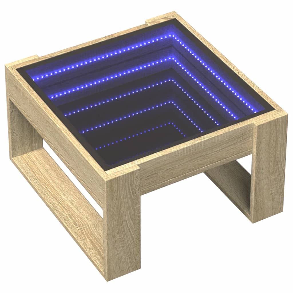 Tavolino da Salotto con LED Infinity Rovere Sonoma 50x53x30 cm
