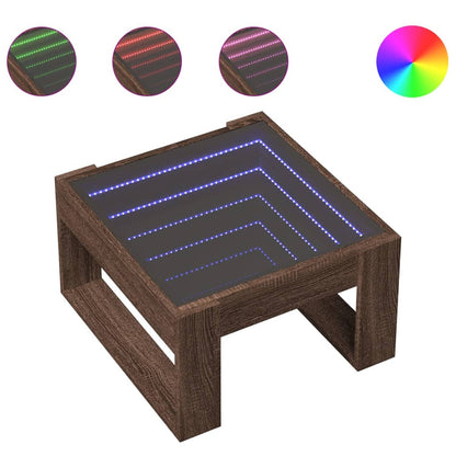 Tavolino Salotto con LED Infinity Rovere Marrone 50x53x30 cm