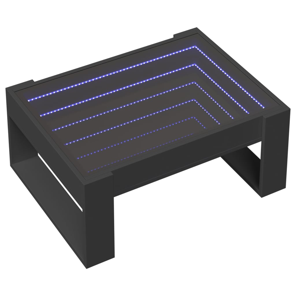 Tavolino da Salotto con LED Infinity Nero 70x53x30 cm