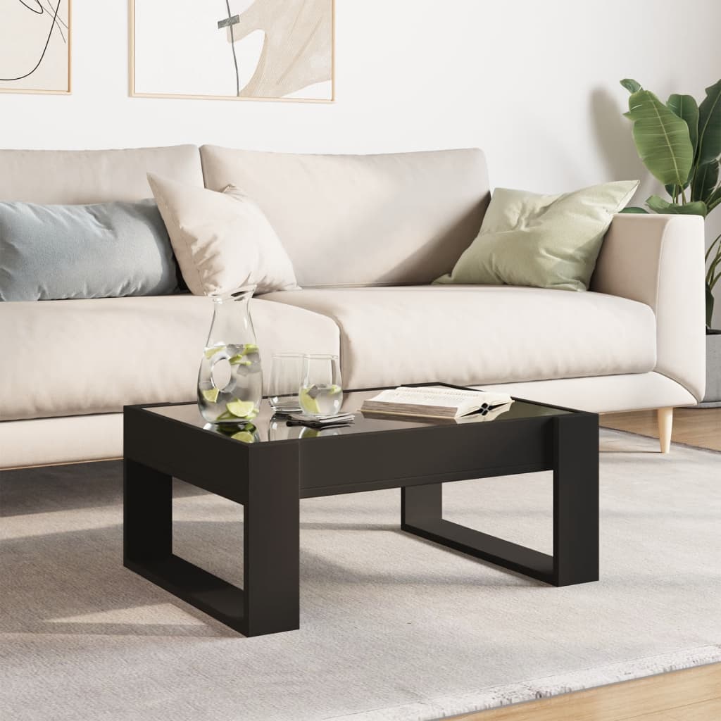 Tavolino da Salotto con LED Infinity Nero 70x53x30 cm