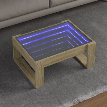 Tavolino da Salotto con LED Infinity Rovere Sonoma 70x53x30 cm