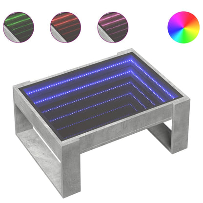 Tavolino da Salotto con LED Infinity Grigio Cemento 70x53x30 cm