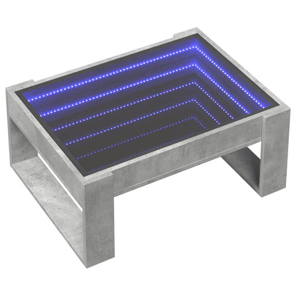 Tavolino da Salotto con LED Infinity Grigio Cemento 70x53x30 cm