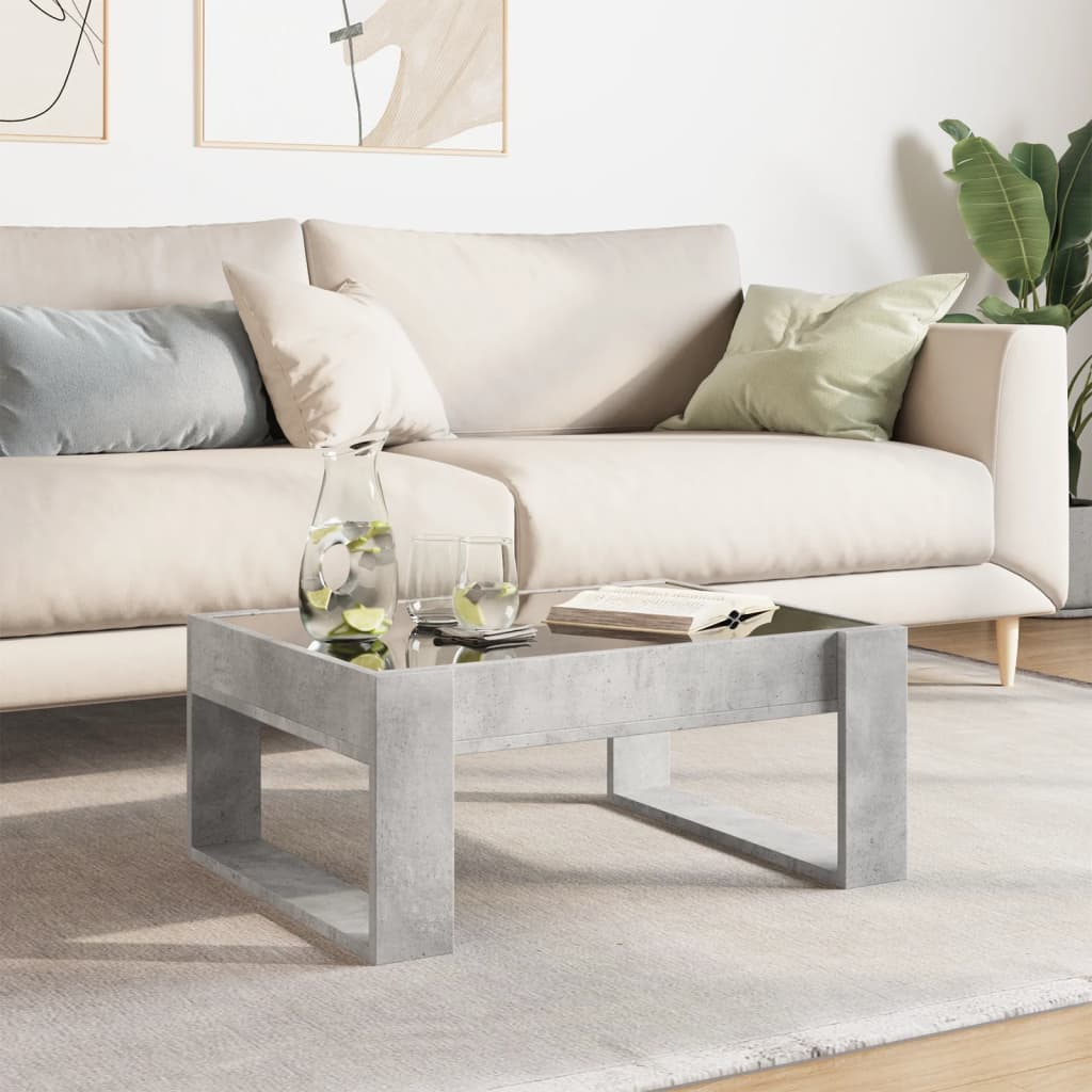 Tavolino da Salotto con LED Infinity Grigio Cemento 70x53x30 cm