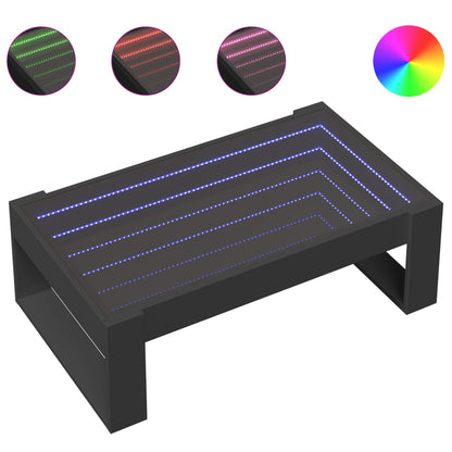 Tavolino da Salotto con LED Infinity Nero 90x53x30 cm