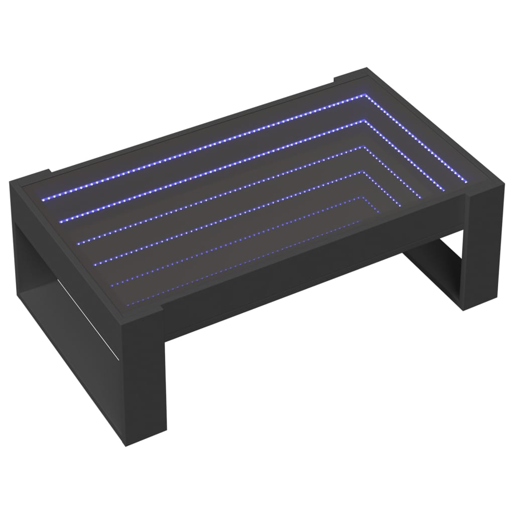 Tavolino da Salotto con LED Infinity Nero 90x53x30 cm