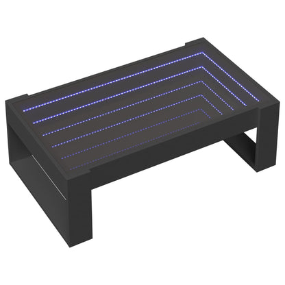 Tavolino da Salotto con LED Infinity Nero 90x53x30 cm