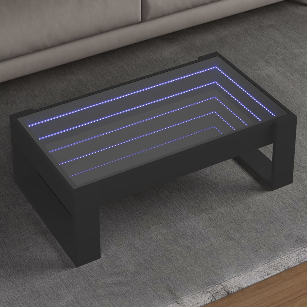 Tavolino da Salotto con LED Infinity Nero 90x53x30 cm