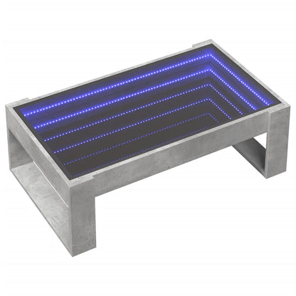 Tavolino da Salotto con LED Infinity Grigio Cemento 90x53x30 cm