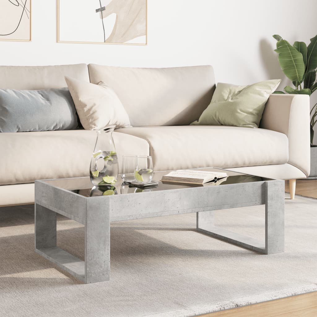 Tavolino da Salotto con LED Infinity Grigio Cemento 90x53x30 cm