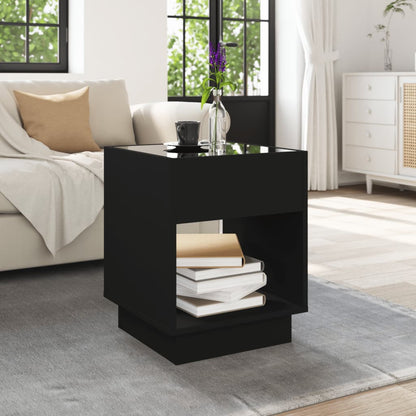 Tavolino da Salotto con LED Infinity Nero 40x40x50 cm