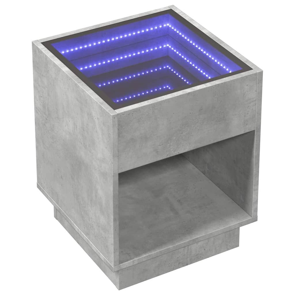 Tavolino da Salotto con LED Infinity Grigio Cemento 40x40x50 cm