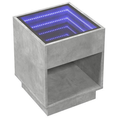 Tavolino da Salotto con LED Infinity Grigio Cemento 40x40x50 cm