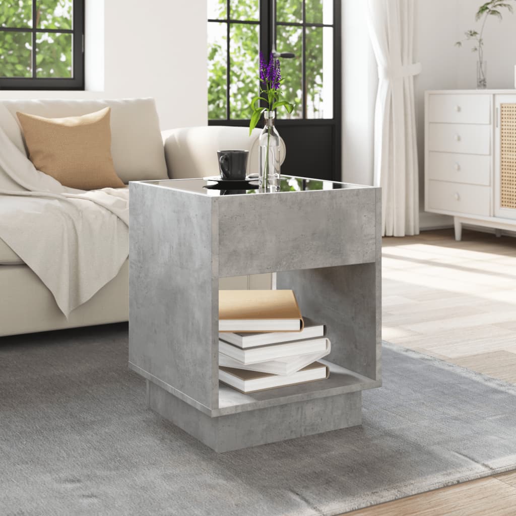 Tavolino da Salotto con LED Infinity Grigio Cemento 40x40x50 cm