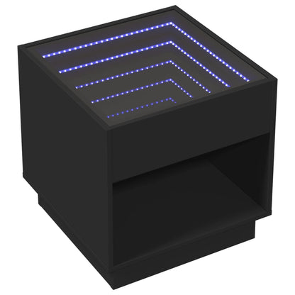 Tavolino da Salotto con LED Infinity Nero 50x50x50 cm