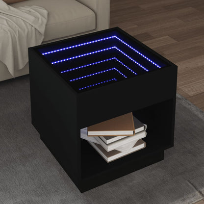 Tavolino da Salotto con LED Infinity Nero 50x50x50 cm