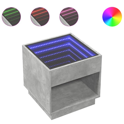 Tavolino da Salotto con LED Infinity Grigio Cemento 50x50x50 cm