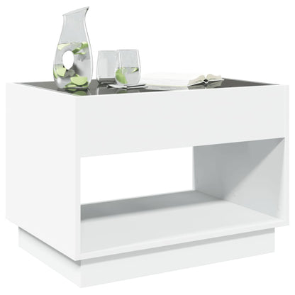Tavolino da Salotto con LED Infinity Bianco 70x50x50 cm