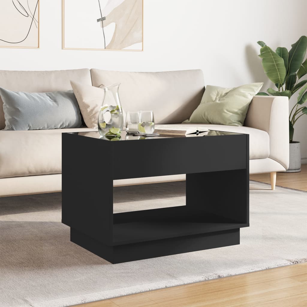 Tavolino da Salotto con LED Infinity Nero 70x50x50 cm