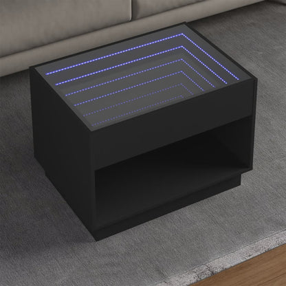 Tavolino da Salotto con LED Infinity Nero 70x50x50 cm