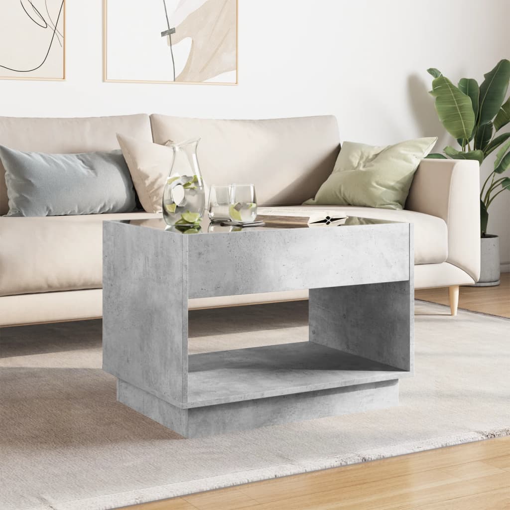 Tavolino da Salotto con LED Infinity Grigio Cemento 70x50x50 cm