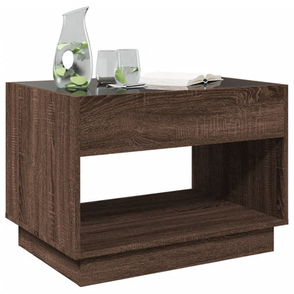 Tavolino da Salotto con LED Infinity Rovere Marrone 70x50x50 cm