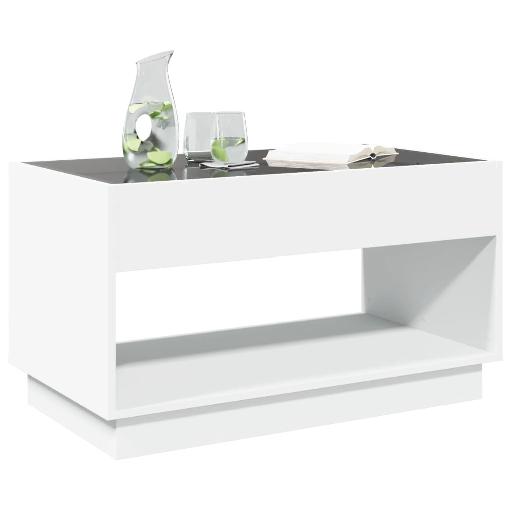 Tavolino da Salotto con LED Infinity Bianco 90x50x50 cm