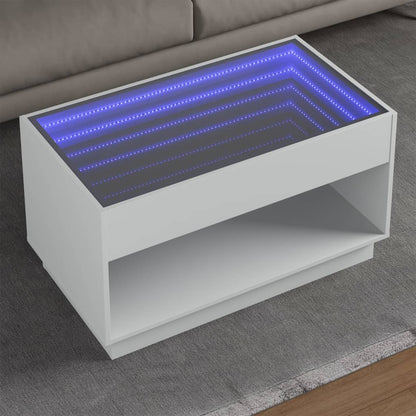 Tavolino da Salotto con LED Infinity Bianco 90x50x50 cm