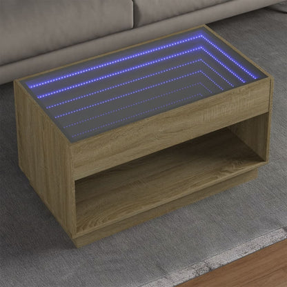Tavolino da Salotto con LED Infinity Rovere Sonoma 90x50x50 cm