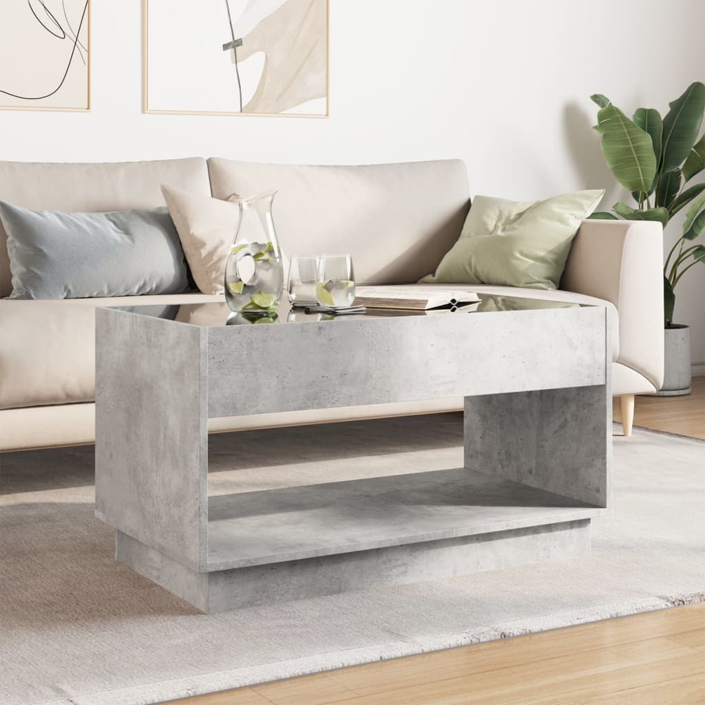 Tavolino da Salotto con LED Infinity Grigio Cemento 90x50x50 cm