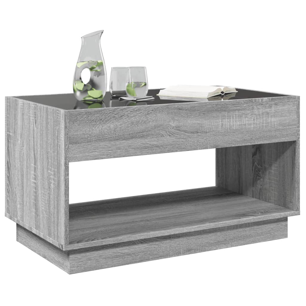 Tavolino da Salotto con LED Infinity Rovere Sonoma 90x50x50 cm