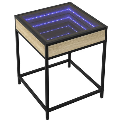 Tavolino da Salotto con LED Infinity Rovere Sonoma 40x40x51 cm