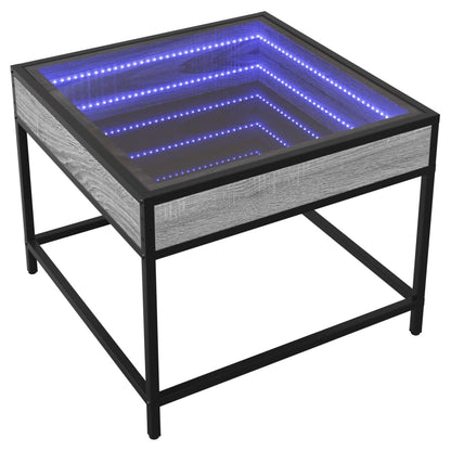 Tavolino da Salotto con LED Infinity Grigio Sonoma 50x50x41 cm