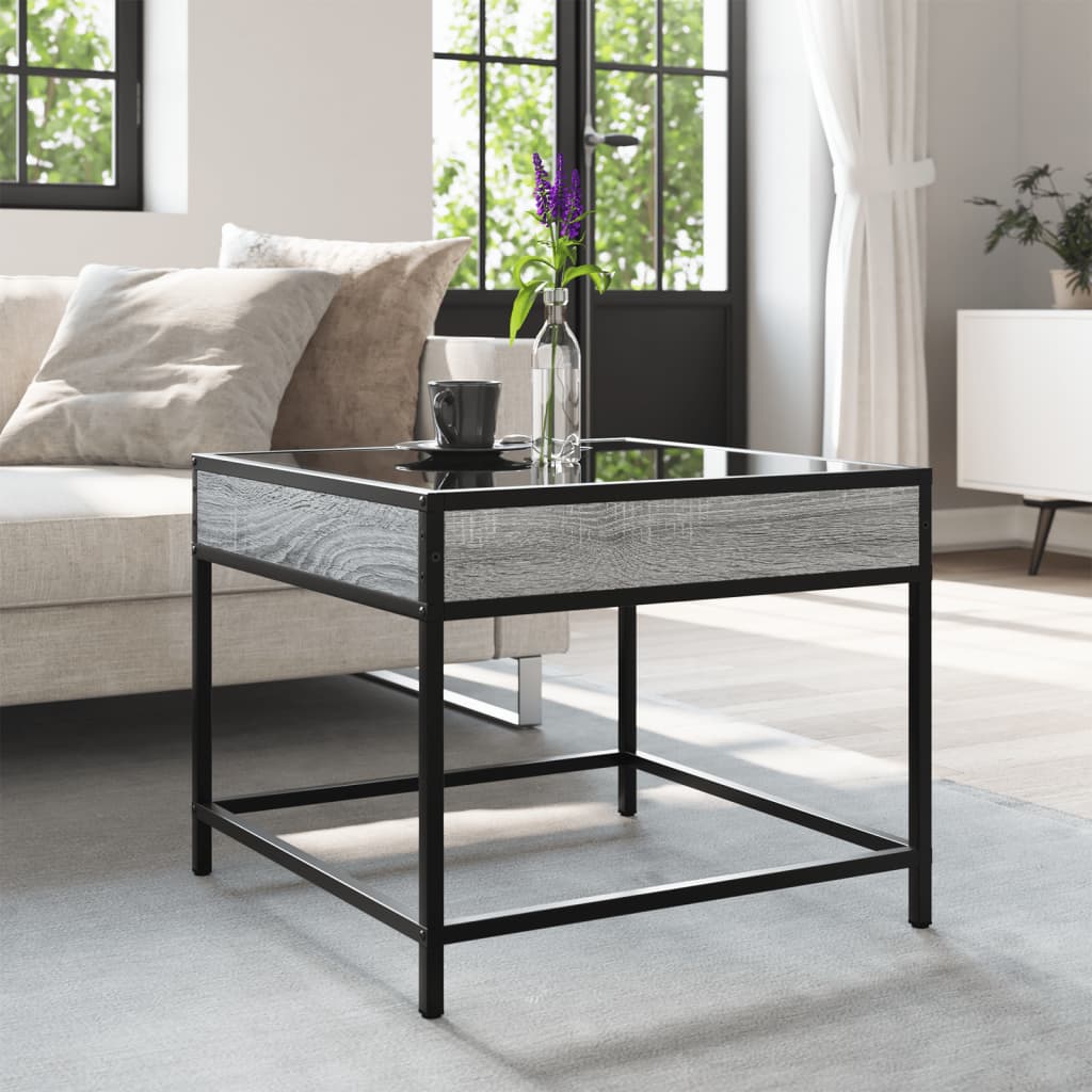 Tavolino da Salotto con LED Infinity Grigio Sonoma 50x50x41 cm