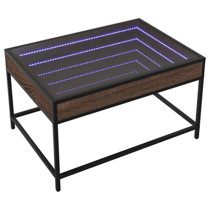 Tavolino da Salotto con LED Infinity Rovere Marrone 70x50x41 cm