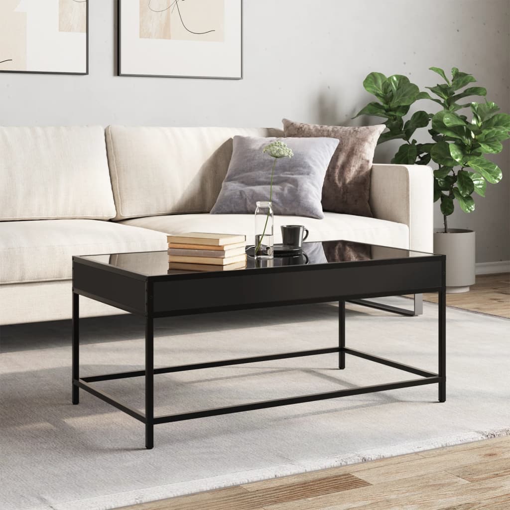 Tavolino da Salotto con LED Infinity Nero 90x50x41 cm